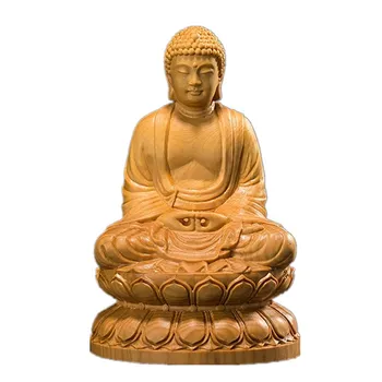 

Wooden Buddha Statue Figurines Buda Shakyamuni Craft Garden Decors Wood Carving Statues for Home Decoration R1531