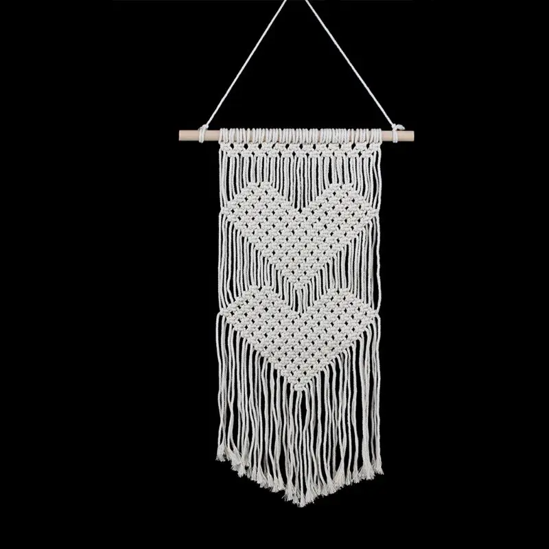 Macrame Arte Colgante De Pared Diseno De Corazon Tejido Tapiz