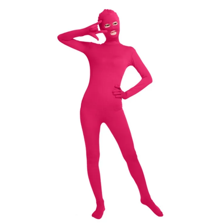 (SWO004) Rose Red Spandex Full Body Skin Tight Unisex Zentai Suit Bodysuit Costume Women Unitard Lycra Eyes Open Jumpsuit