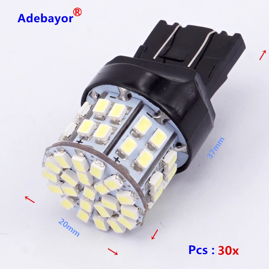 

30 X T20 7443 W21/5W Brake Light Bulbs 3020 50 LED 1206 SMD 7440 Dual Intensity Tower Tail Stop Signal reversing lamp white