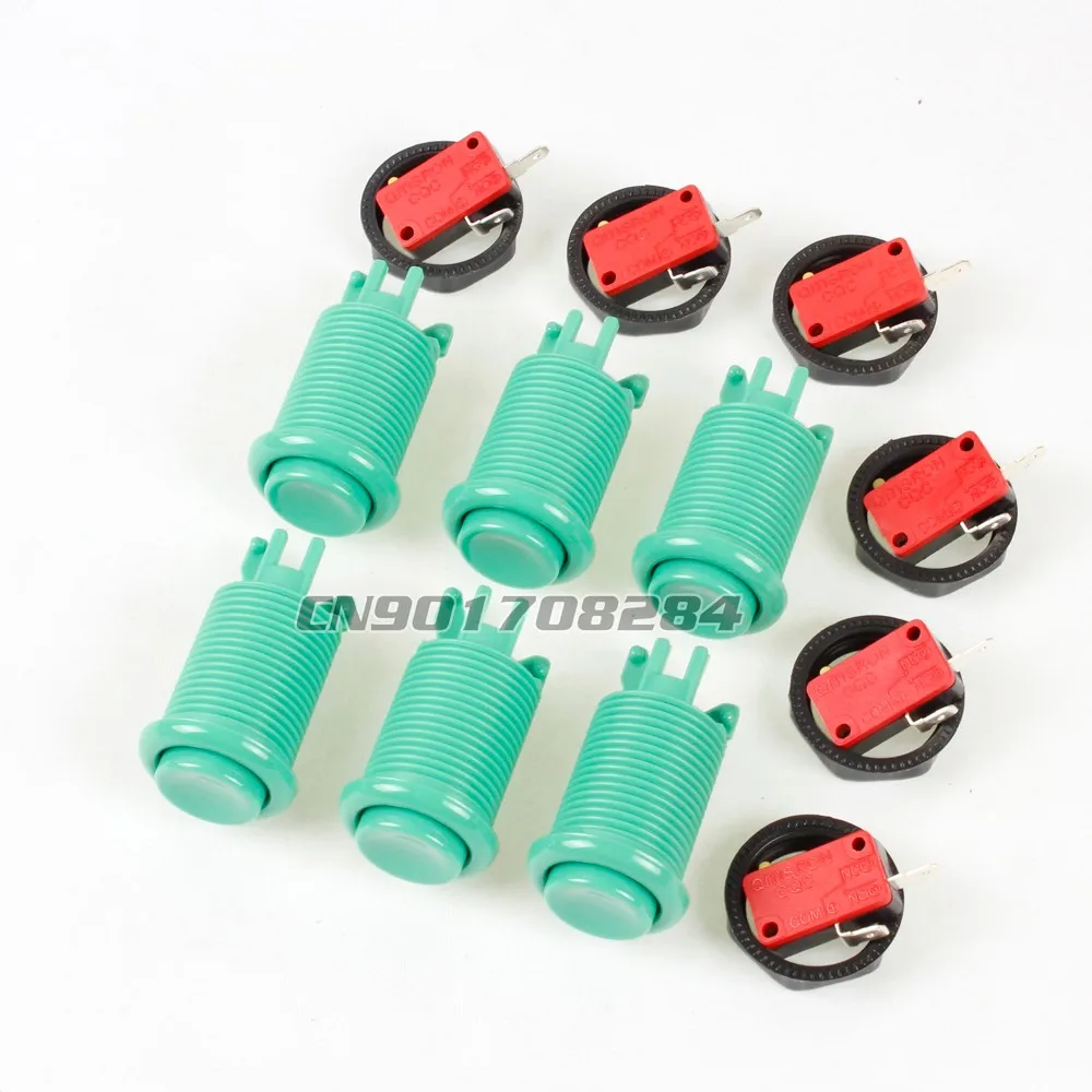 6X New Green Happ Stile Pulsante Con 4.8Mm Micro Interruttore Per Giochi Pc Joystick Kof Ps2 Ps3 Xbox 360 Mama Jamma Giochi Parti