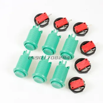

6x New Green Happ Style Push Button With 4.8mm Micro Switch For Arcade PC Joystick KOF PS2 PS3 Xbox 360 Mama Jamma Games Parts
