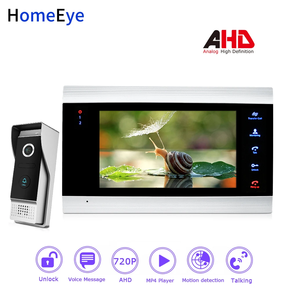 HomeEye 720P AHD Видео дверной телефон видеодомофон домашняя система контроля доступа водонепроницаемый датчик движения экранное меню сенсорная кнопка