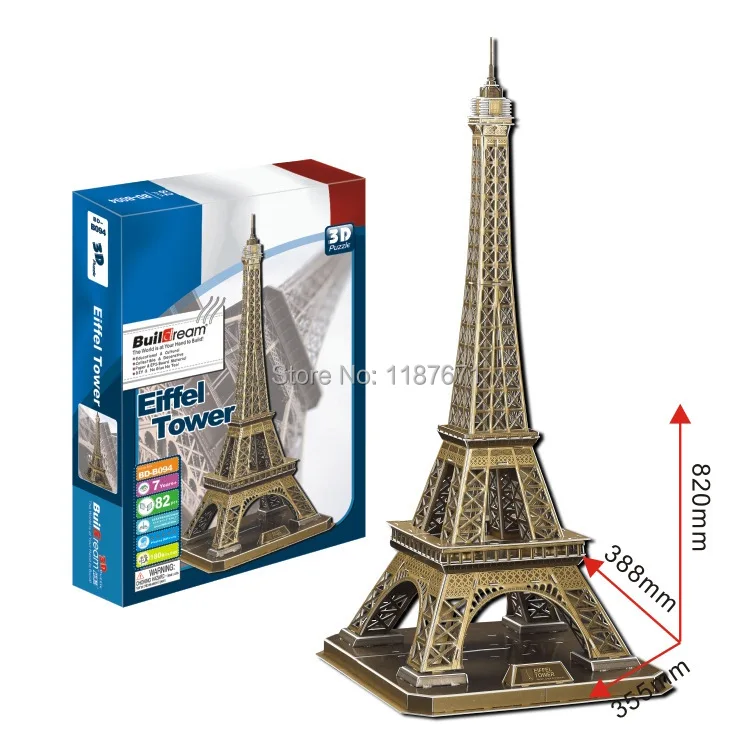 

Paper Model Diy Eiffel Tower Enlighten blocks Construction Brick Educational Block Toys Children scale models Sets brinquedos