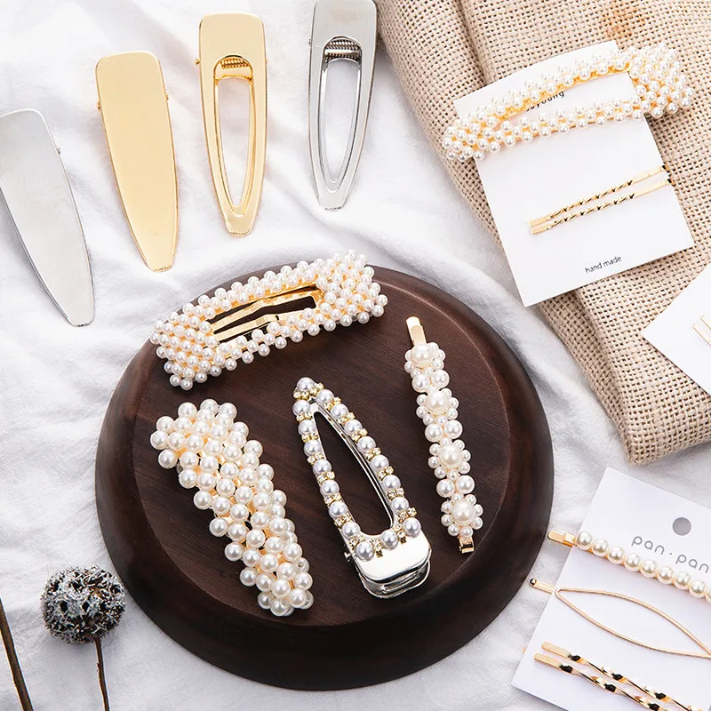 

Fashion Pearl Hair Clip for Women Elegant Korean Design Snap Barrette Stick Hairpin Hair Styling Accessories