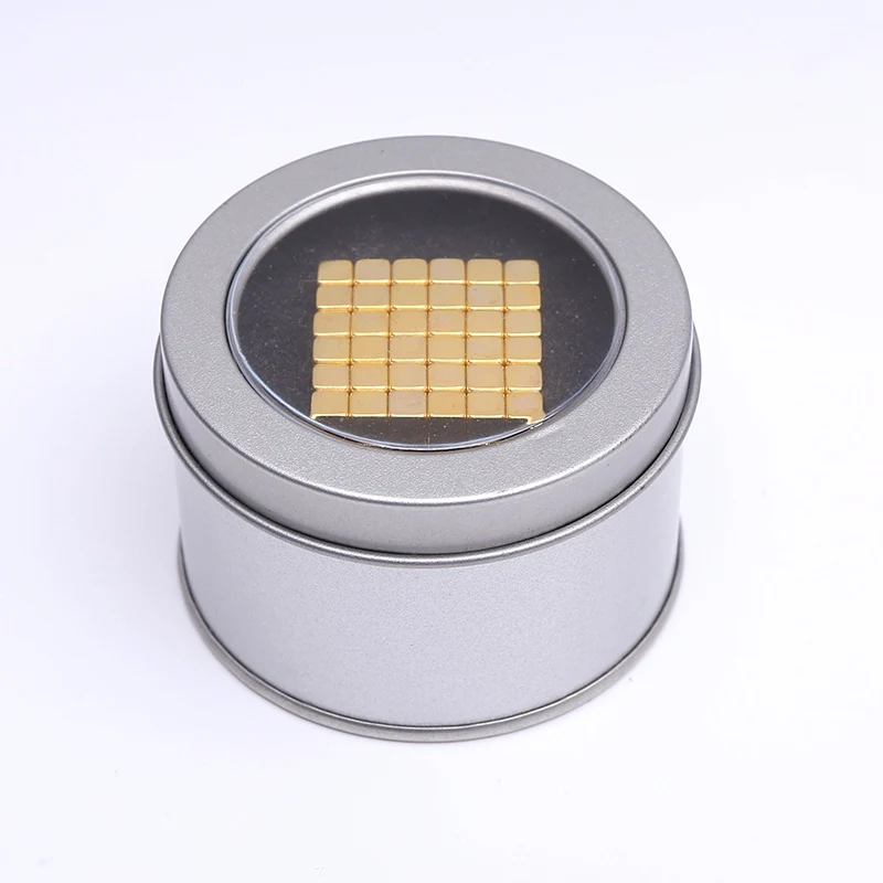 Супер магнитные блоки 3 мм 4 мм 5 мм магнитные шарики Ndfeb сильные магниты Нео Куб Забавные игрушки Упаковка в металлической коробке - Цвет: F5mm Gold