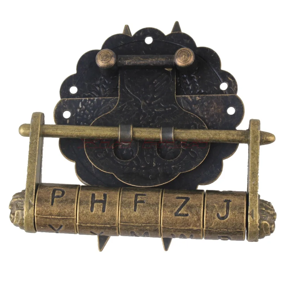 1set 6*6mm Retro Round buckle + large Jewelry Padlock Chest Box Code