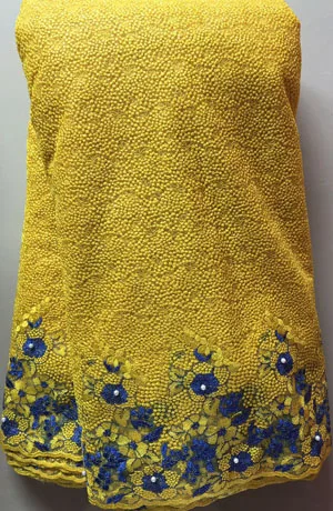 

Lace and fabric Newest High Quality Sweet Design Beaded Nigerian Swiss voile net lace,African lace fabric Tulle WLL2865 YELLOW