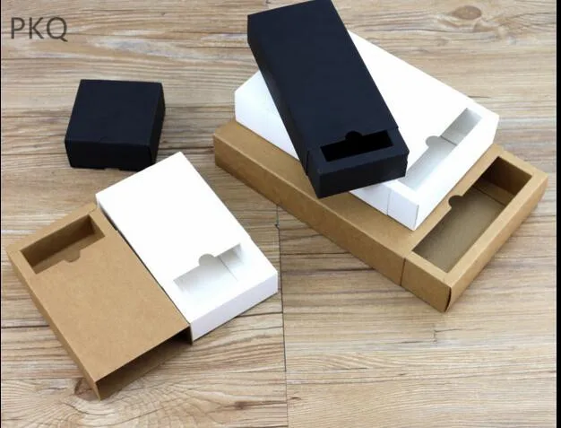 10 шт черный крафт подарочная упаковка картонная коробка черная упаковка подарочная коробка белая бумажная коробка для ящика Свадебная коробка для деликатного ящика