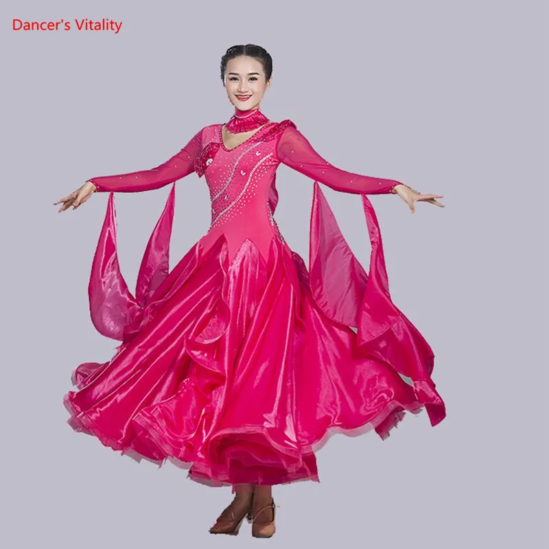 2018 New Ballroom Dance Dress Competition Costumes Luxury Diamond Standard Ballroom Dance Clothing Tango Waltz Performance Dress
