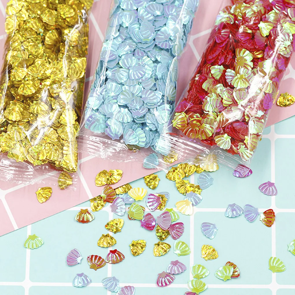 

Shell Shape Glitters DIY Cell Phone Case Handicraft Scrapbook Decorating Paillette Soild Color 24 Colors