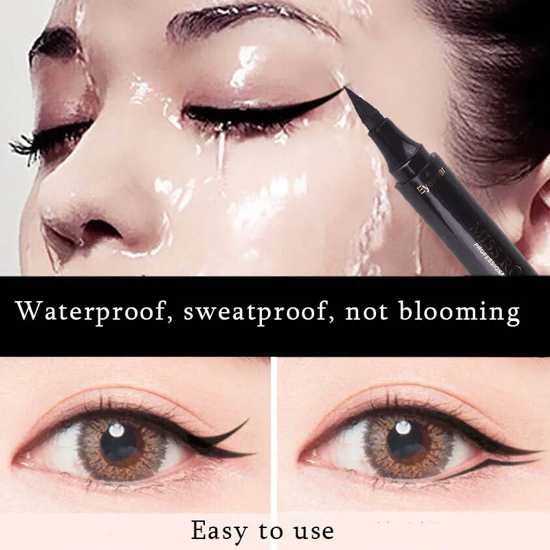 

Miss Rose Double-Headed Seal Black Eyeliner Triangle Seal Eyeliner 2-in-1 Waterproof Eyes Make with Eyeliner Pen Eyeliner Stamp