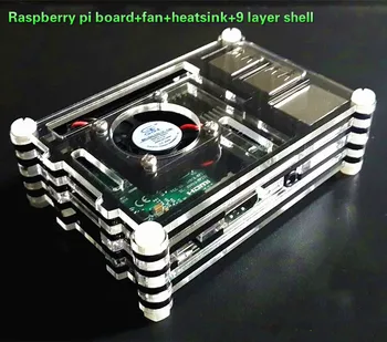 

2016 one set 3rd generation B Raspberry Pi include Raspberry pi board+fan+heatsink+9 layer shell
