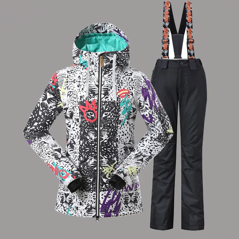 Gsou Snow Ski Jacket+Pant Winter Ski Suit for Girls Snowboarding Suits