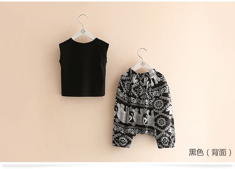 2018 Summer 2-10 Years Old Kids Little Yong Girl Cartoon Print T Shirt+Loose Short Harem Pants 2 Piece Sports Outfits Suit Sets (14)