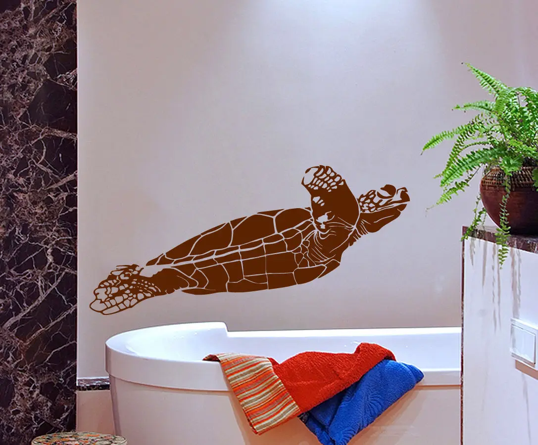 Настенные виниловые наклейки в виде черепахи с морскими животными|decoration bathroom|home