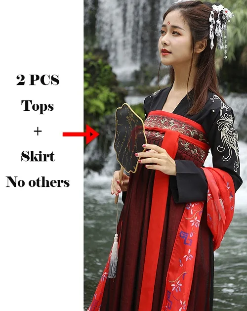 Chinese Hanfu For Women Ancient Folk Dance Costume Stage Festival Outfit Fairy Dress Lady Oriental Performance Clothes DF1018 - Цвет: zuihongyan