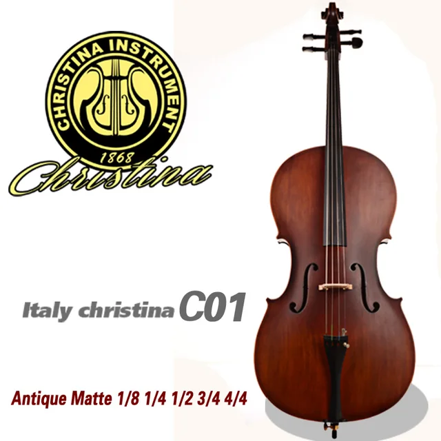 Cheap High quality Handmade Cello 4/4 Christina C01 violoncello, antique matte natural flamed acoustic 3/4 cellos musical instruments