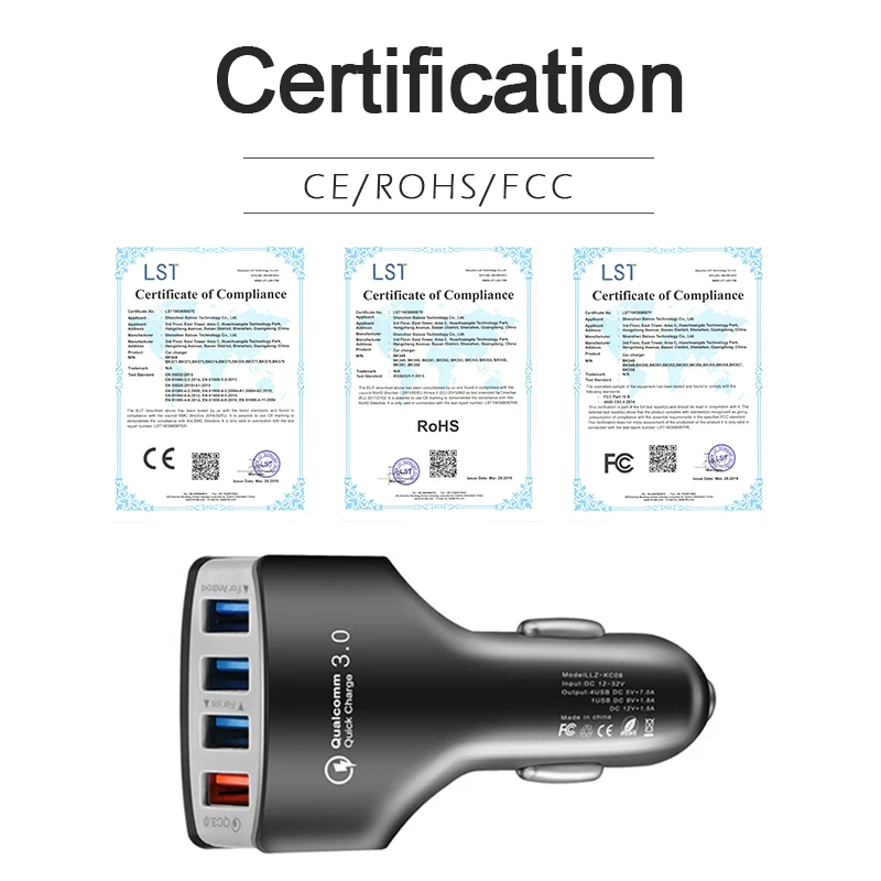 Быстрое QC3.0 автомобильное зарядное устройство usb быстрая зарядка с 4 usb-портами для мобильного телефона планшета автомобильное зарядное устройство 3.5A высокая скорость зарядки