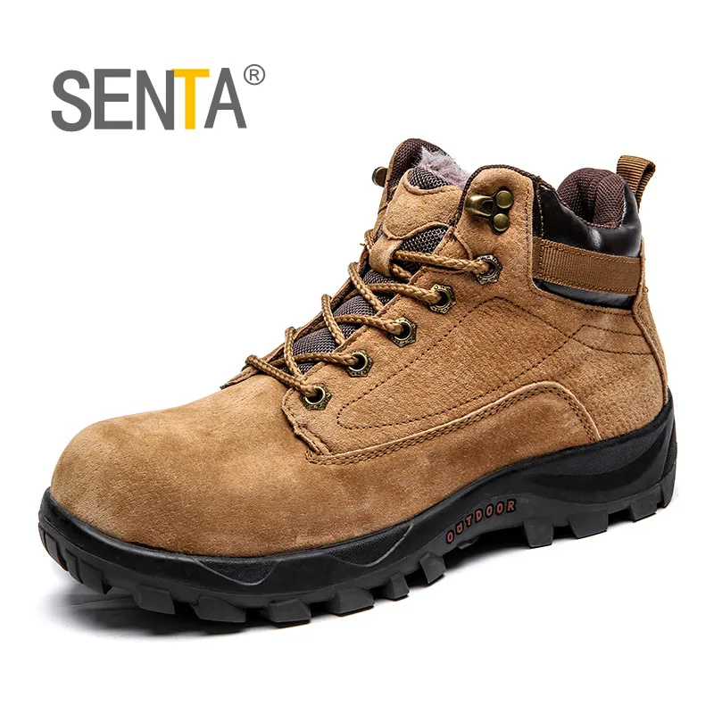 

Winter Genuine Leather Plush Keep Warm Hiking Shoes Trekking Mountain Climbing Shoes Outdoor Anti-Slip Sport Comfortable Boots