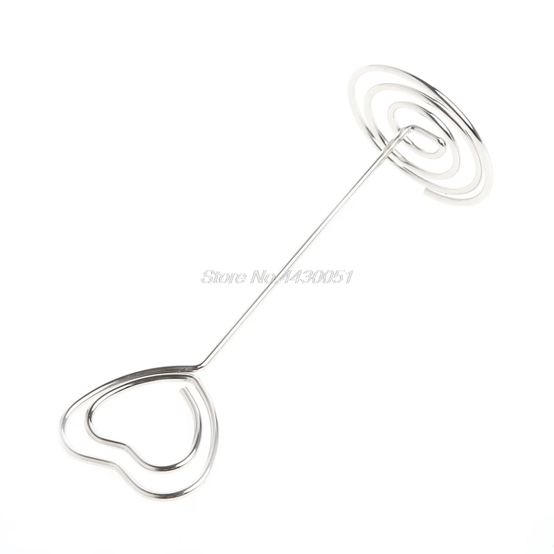 10Pcs/set Place Card Holder Heart Shape Clips Wedding Favors Place Card Holder Table Photo Memo Number Name Clips Base