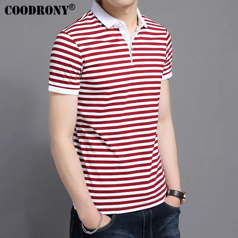 Мужская футболка в полоску с отложным воротником и коротким рукавом|t shirt men|cotton t