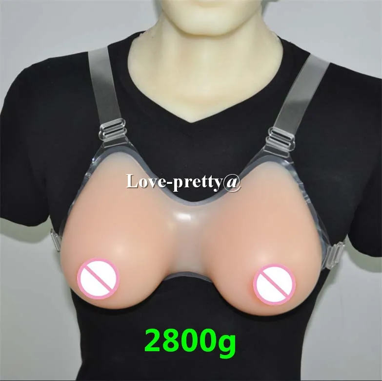 2800G big boobs New Strap-On Silicon Breast Form Silicone breast implants transsexuals CD-piece G/H cup size fake breast