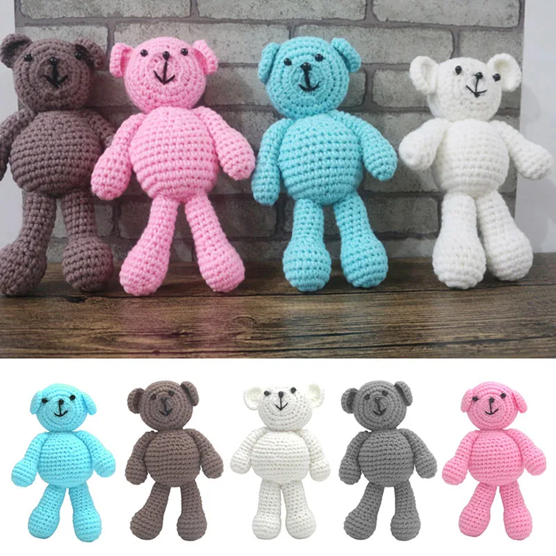 

KLV 1Pc Baby Girls Boys Bear Photography Prop Photo Crochet Knit Toy Cute Stuffed Plush Gift