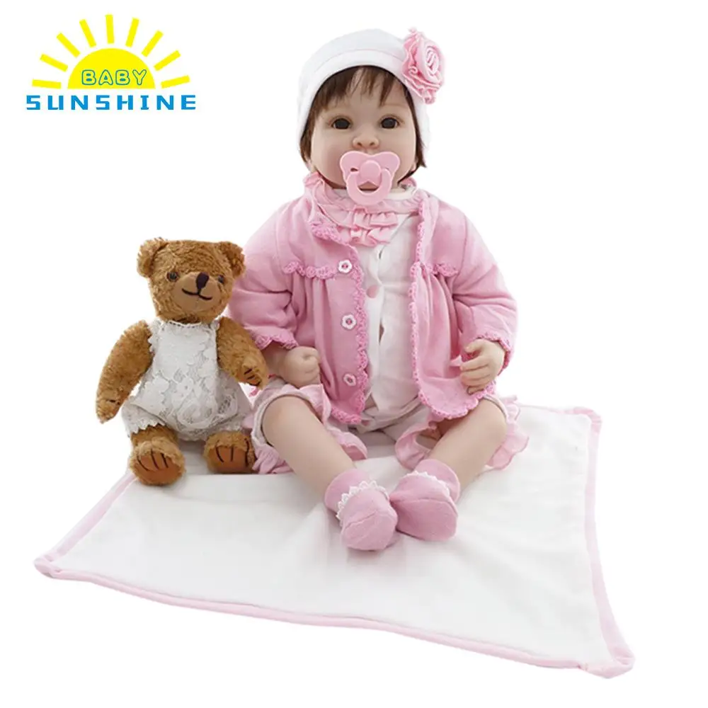 

22in 55cm Reborn Baby Rebirth Doll Kids Gift Cloth Material Body play toys for Kids baby drop shipping