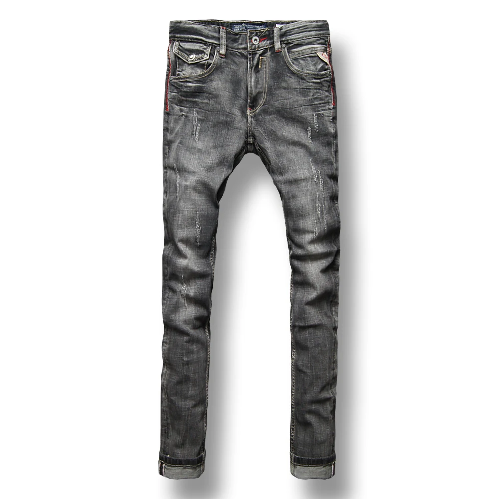 Fashion Classical Men Jeans Black Gray Color Retro Washed Denim Ripped Jeans homme Brand Designer Slim Fit Hip Hop Jeans Men Fashion Classical Men Jeans Black Gray Color Retro Washed Denim Ripped Jeans homme Brand Designer Slim Fit Hip Hop Jeans Men