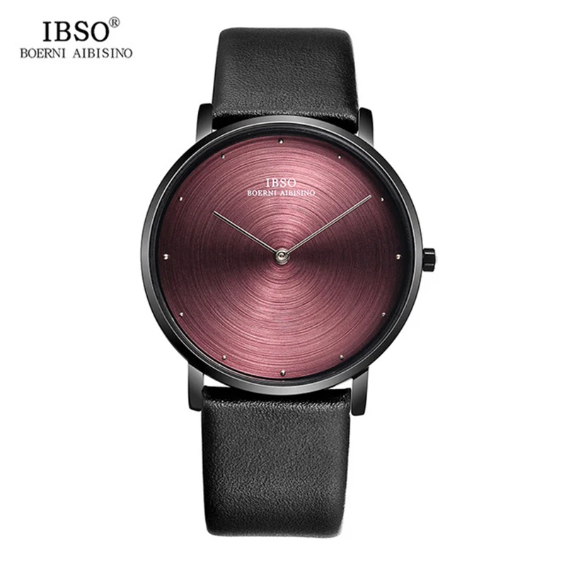 

Men Fashion Male Clock IBSO 7MM Ultra-thin Mens Watches 2018 Exquisite Design Dial Genuine Leather Strap Blue Quartz Watch