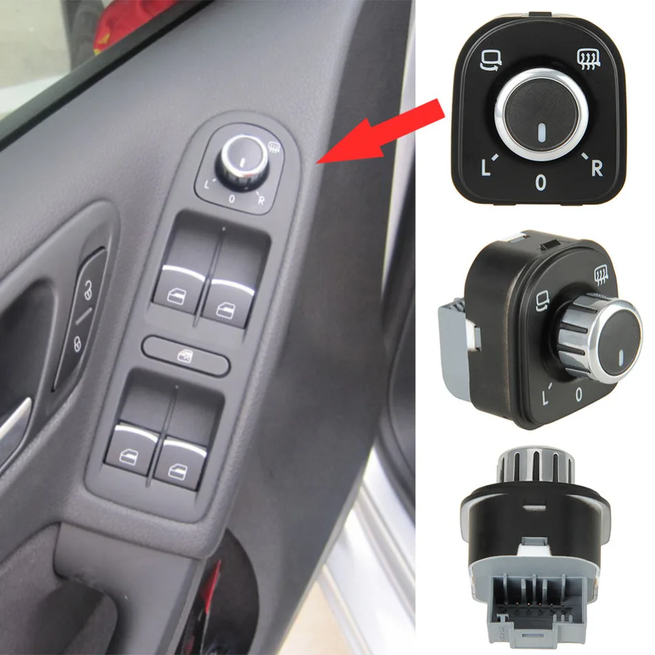 New Chrome Power Side Mirror Adjust Switch Knob Fit Jetta MK5 Golf MK5