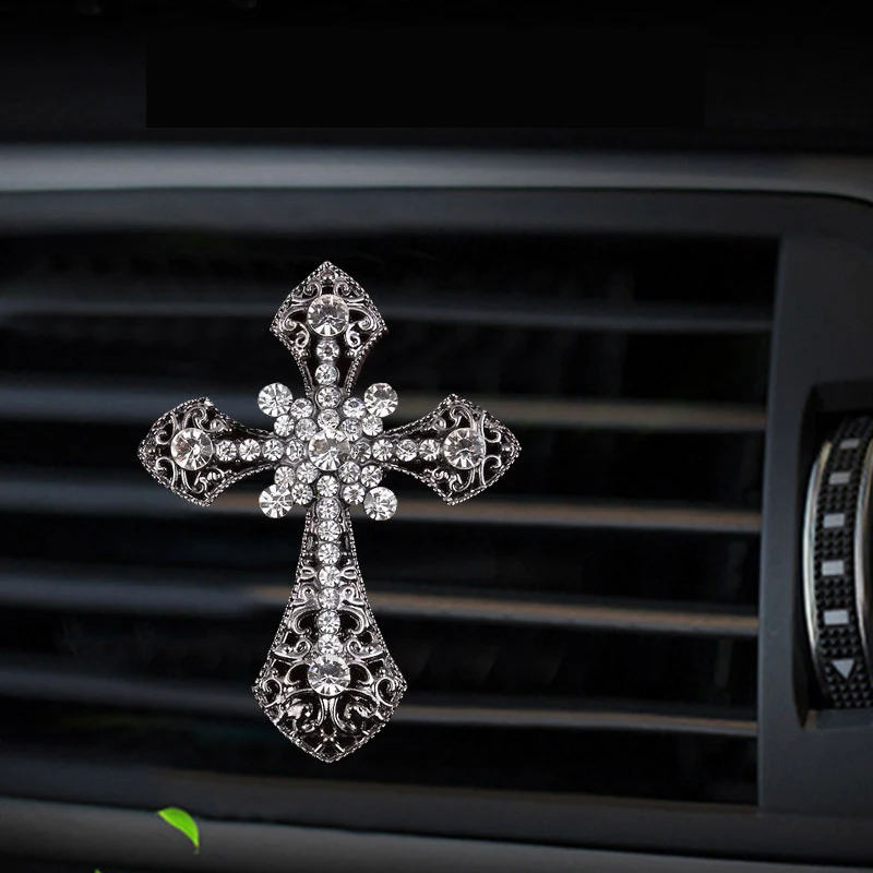Inlaid diamond cross style car Air conditioning outlet perfume car perfume car interior accessories car fragrance - Image 4