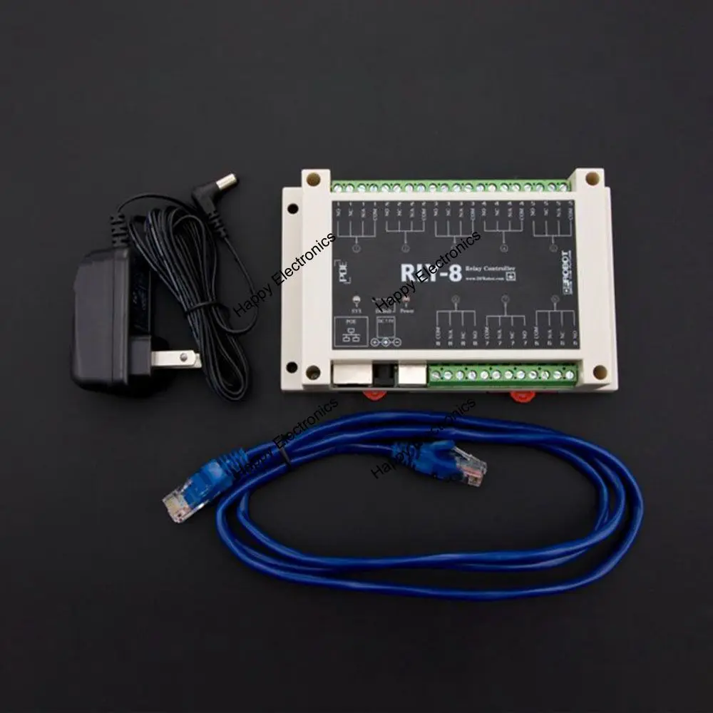 DFRobot 8-канальный сетевой видеорегистратор Ethernet, релейный контроллер задержки RLY-8-POE-USB, STM32 вход 7~ 23 V/44~ 57 вольт реле 277V-10A/125V-12A Поддержка PoE и USB