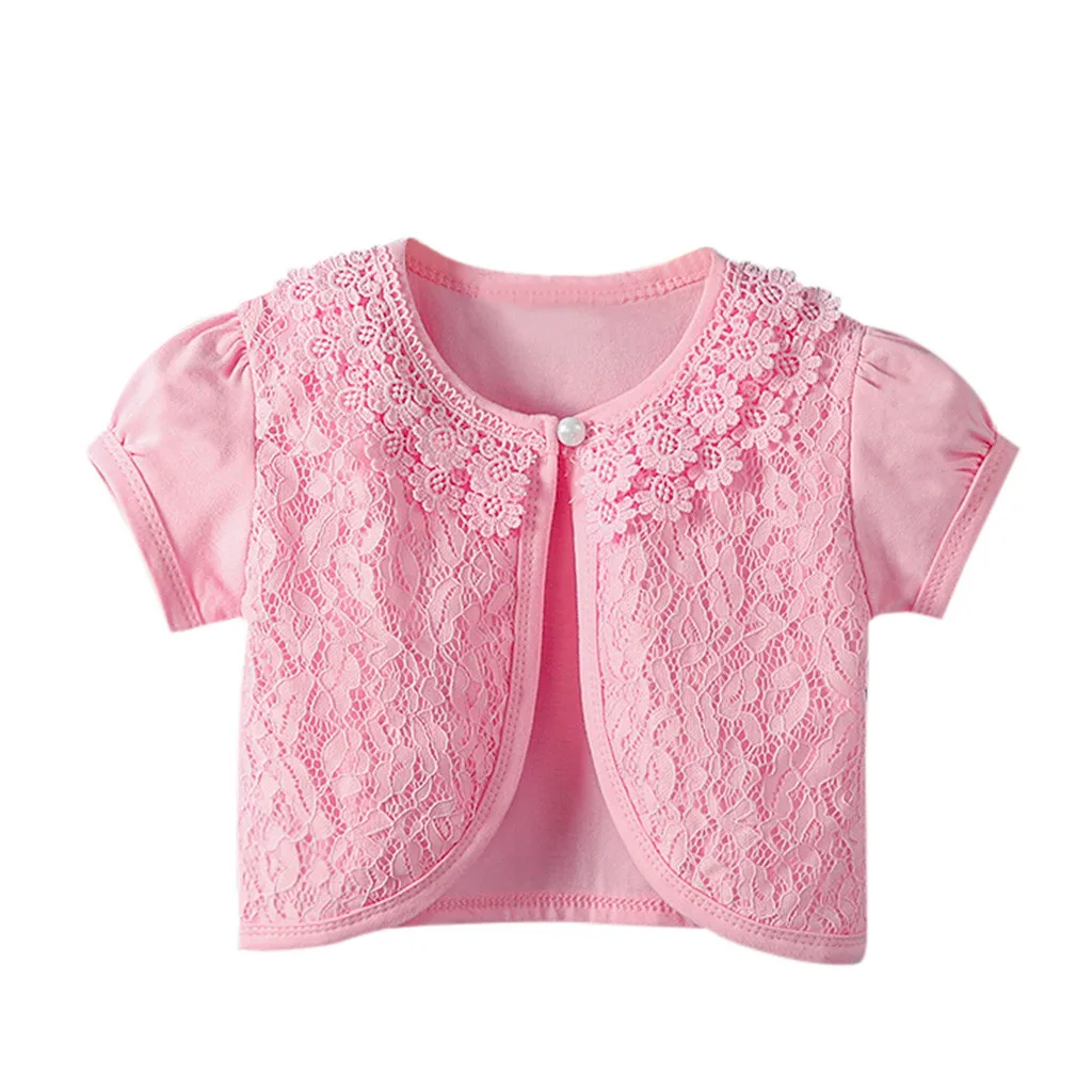 

Kids Girls Lace Cardigan Baby Short Sleeves Jackets for Girl Wedding Party Cape Coat Children Dress Tops Clothing Crochet
