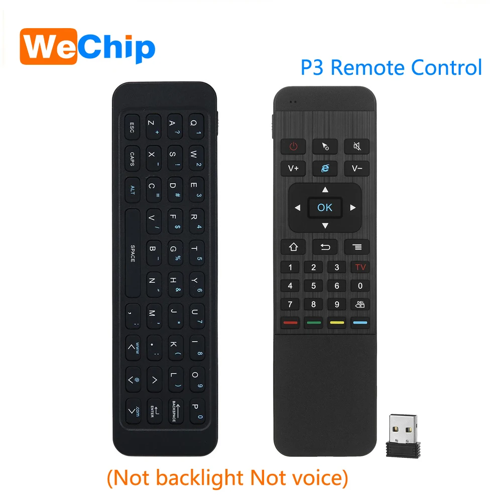 

Wechip P3 Gyro Sensing 2.4G Remote Control English Keyboard Rechargeble IR Learning Fly Air Mouse For Android Tv Box Mini Pc Tv