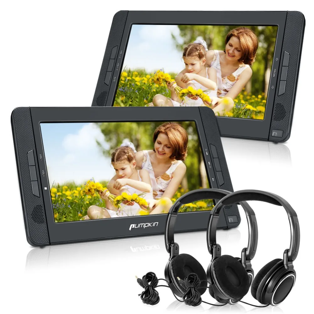 

Pumpkin 10.1'' Portable Car Headrest Dual DVD Player HD Dual Screen Car Monitor Headrest With Headphones Support USB/SD/HDMI/FM
