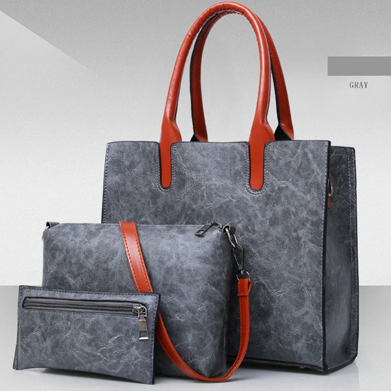 

High Capacity,Simple and Fashion One-Shoulder Rectangular Messenger Totes,Three-piece Lady Composite Bag for Women