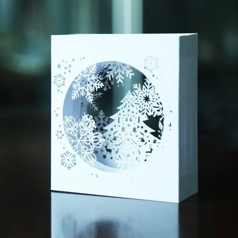  1 Pcs Handmade Merry Christmas Greeting Card 3D Pop Up Tree Box Snowflake Greeting Card Craft Holid - 32932870967