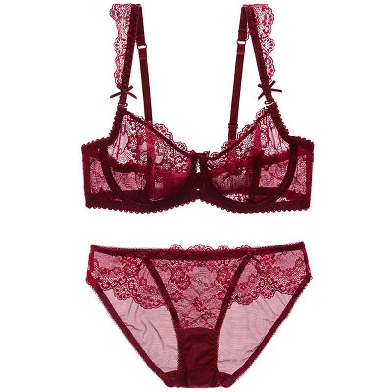 Goedkoop Shaonvmeiwu Dunne transparante sexy kanten beha pak grote omvang perspectief verleiding ondergoed beha dunne gedeelte geen spons