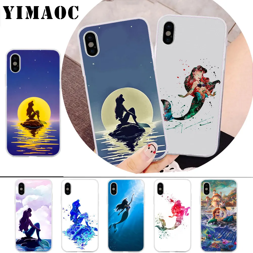 

YIMAOC Ariel little mermaid Soft Silicone Case for iPhone X r s Xr Xs Max 8 7 6S 6 Plus 5 5s SE