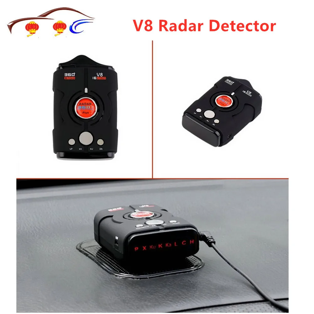 

Newest V8 360 Degree Car Radar Detector 16 Band Russian/English Version LED Display Anti Radar Detector XK NK Ku Ka Laser Hot