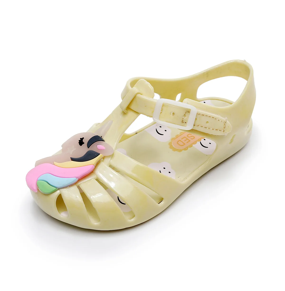 Новинка 2019 года, сандалии для девочек с единорогом из мультфильма, прозрачная обувь, детская пляжная обувь, повседневные сандалии для