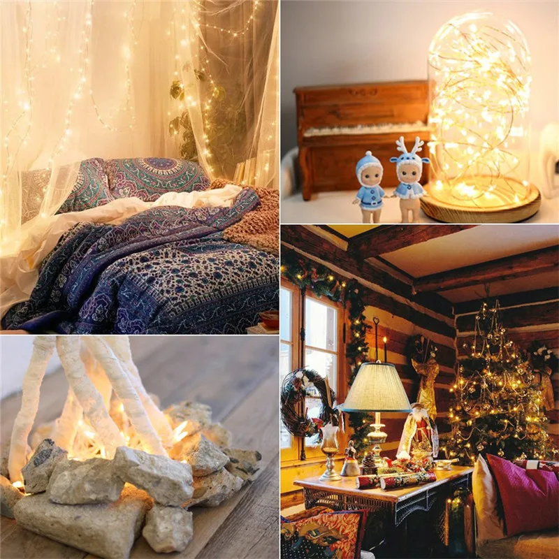 

New 2M 5M 10M Copper Silver Wire LED String lights Waterproof Holiday lighting For Fairy Christmas Tree Wedding Party Decoration
