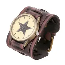 

Getsjewels Popular Hand Made Leather Punk Rock Quartz Watch Bracelet Jewelry for Men women Gift LJW0004