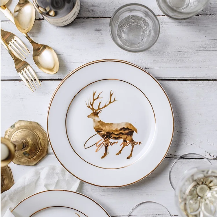 

Creative Ceramic Tableware Dishes and Plates Animal Deer Dessert Dinner Dishes