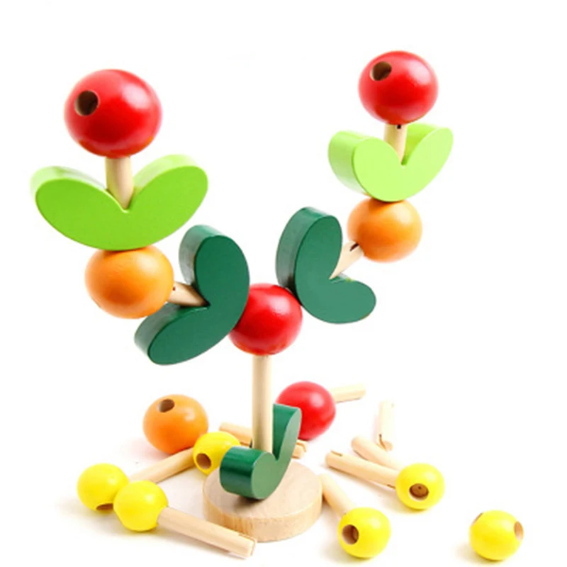 

Montessori Early Education Teaching Aids Children Wooden Assembly Blocks Balance Training Wisdom Tree Baby Intellectual Toy