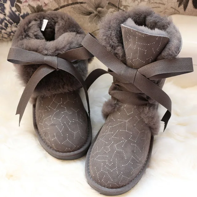 Ботинки из натуральной шерсти; Натуральная овечья кожа; женские зимние ботинки; Botas Mujer; зимняя обувь; женские ботинки; женская обувь на натуральном меху - Цвет: 11