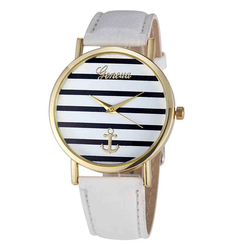 

Women's Geneva Striped Anchor Analog Leather Quartz Wrist Watch Watches relogio feminino women watches