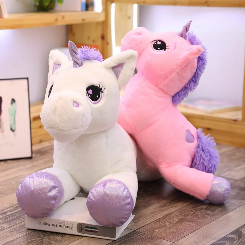 60-110 см, гигантский размер, единорог, плюшевые игрушки, милая розовая Белая лошадь, мягкая кукла, чучело, большие игрушки для детей, девочек, подарок на день рождения